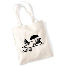 Huuraa Jute Bag Sicily Italy Gift 10 Litres Cotton Sicily Gift Idea, natural, Unit size