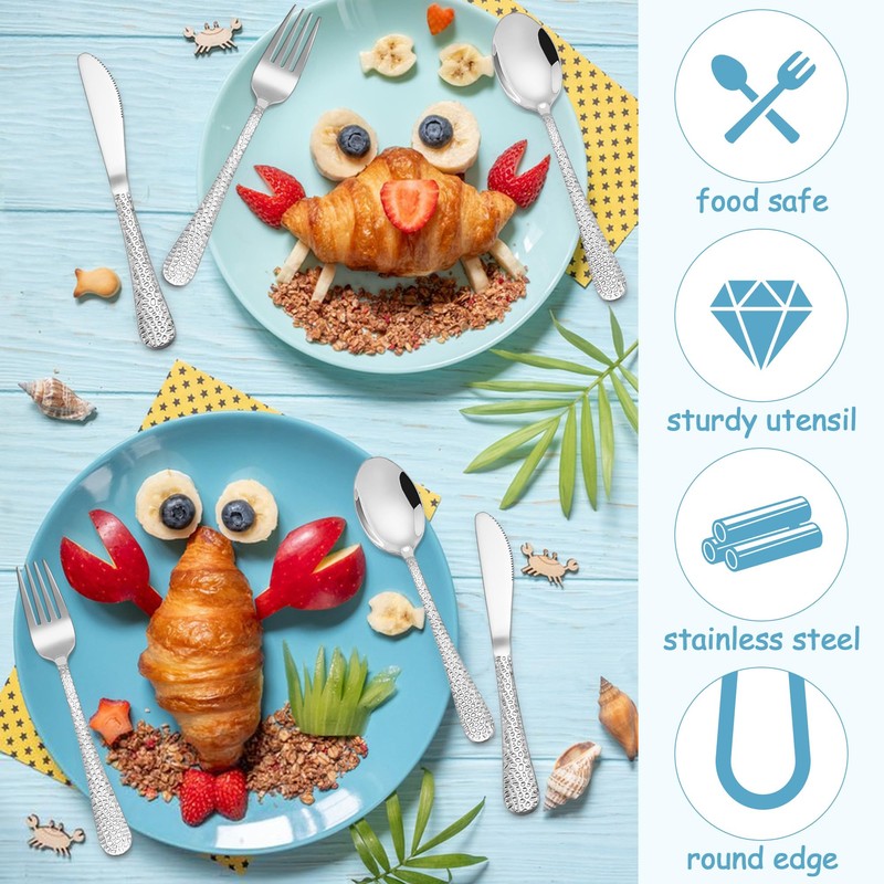 E-far 12-Piece Kids Silverware, Stainless Steel Toddler Preschooler Utensils with