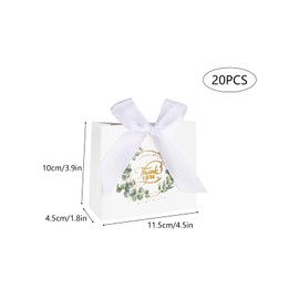 20Pcs 11.5× 10× 4.5 cm Thank You Gift Bags with Ribbons, Mini Gift Bags for Party Favour, White