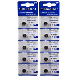 BlueDot Trading Long-Lasting & High Capacity 3V CR927 Battery Lithium Button Cell Batteries for Car Remote, Key Fob, and More (Packaging May Vary), 10 Pack