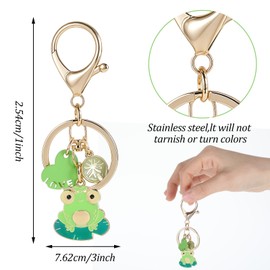 Grevosea Cute Keychain Frog Keychain Decor Kawaii Keychains for Backpacks Bags Purse Phone Car Key Ring Accessories Gifts for Men Women (Alloy)