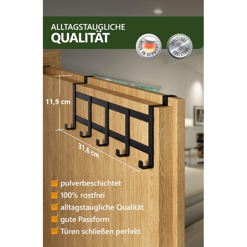 4smile Door Coat Rack for Hanging Inside - Black Door