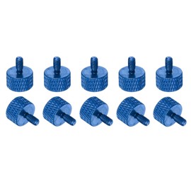 MECCANIXITY M3x10mm Knurled Thumb Screw, 10 Pcs Aluminum Alloy Flat Knurled Head Thumb Screws Bolts Grip Knobs Fasteners for PC Computer Case, Blue