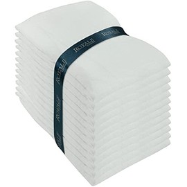 Royale Linens Flour Sack Dish Towels - 28" X 28" Kitchen Towel - Super Absorbent White Flour Sack -100% Ring Spun Cotton -Tea Towels - For Embroidery, Cloth Diapers, Cheese Strainers -(12 Pack, White)