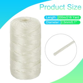 sourcing map Nylon String Cord 2.5mm x 218 Yards Macrame Rope Braided Thread Twine String Smooth Beading Cord for Jewelry Making Supplies, DIY Craft, Light Beige