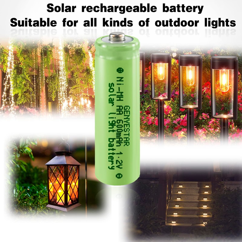 GENYESTAR AA Solar Light Rechargeable Batteries NIMH 600mAh 1.2V Double