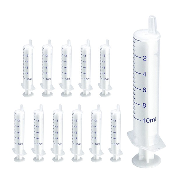 12 Pack 10 ml Plastic Syringe, luer slip syringe, Used