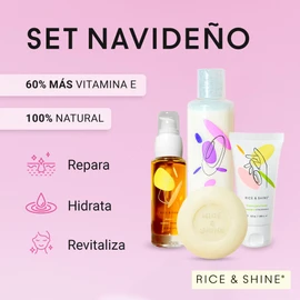 Kit de Skincare con Jabón Facial, Agua de Arroz, Aceite Seco y Crema de Manos | Regalo para Mujer San Valentin | Hidratante Facial y Limpieza Profunda para Piel Radiante | Rutina de Belleza | Productos 100% naturales | RICE & SHINE