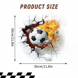 JOVYTH 1 Piece 3D Football Wall Sticker - Breakthrough Wall Sticker for Children's Room, Football Wall Sticker for Boys, Sports Decoration for Bedroom, Teenager's Room, Living Room, Football Star