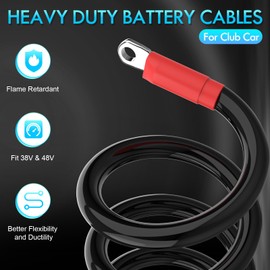 ENEKERP 7PCS Golf Cart Heavy Duty Battery Cables, Fit Club Car DS 1994-UP 4 Awg 36 & 48 Volt 4 Gauge Golf Cart Battery Cables, Club Car DS Battery Wiring Kit, Golf Cart Pure Copper Wiring Kits