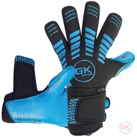 GK Saver Football Goalkeeper Gloves Protech 301 B Contact Pro Professional Goalie Gloves Size 6 to 11 Soccer GK Gloves (Protech Blue NF 7)