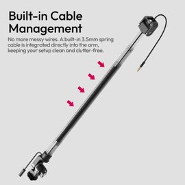 ULANZI ZJ08 Extendable Cold Shoe Mic Arm Pole with Built-in 3.5mm Audio Cable, 3 Section Aluminum Microphone Boom Pole for Cold Shoe Microphones, Angle Length Adjustable, 1KG Max Load