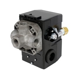 Kacarber Compresor de aire con interruptor de presión H/D de 26 amperios 95-125 Pis 4 puertos con calibre 0-200 psi y válvula desplegable de 150 psi