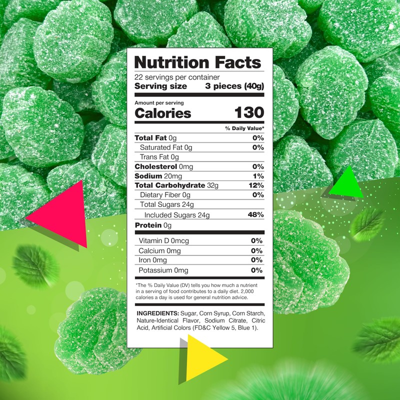 Spearmint Leaves Jelly Candy, Refreshing Slices (2 Pound Bag)