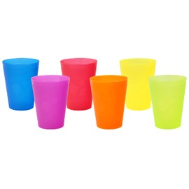 Gut & Günstig Colourful Drinking Cups, Set of 6, Platsik Cups, 0.3 Litres, Suitable as Plastic Cups for Children