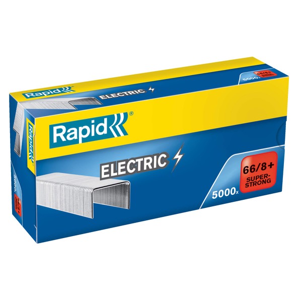 Rapid 24868000 66/8+ Super Strong Staples, Hard Galvanised Wire, 8.5 mm Leg Length, 50 Sheets, Pack of 5000