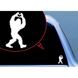 Bigfoot Sasquatch Love I Heart You-Heart Hand Decal Vinyl Sticker, Truck, Window, Bumper Decal for Laptop, Phone, Home Decoration