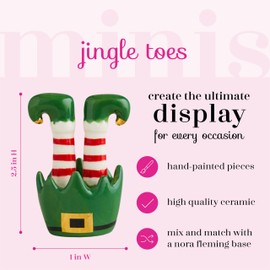 nora fleming Jingle Toes (Elf Feet) - Hand-Painted Ceramic Christmas Decor - Winter Minis for the Home and Office