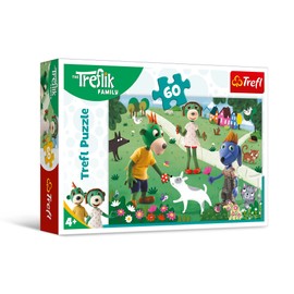 Trefl 17377 A Happy Day 60 Elements, Colourful Puzzles with the Fairy Tale Figures of the Treflik Family, Fun for Children from 4 Years