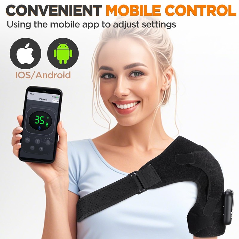 Cordless Heated Shoulder Support, Shoulder Massager, Shoulder Brace Wrap for