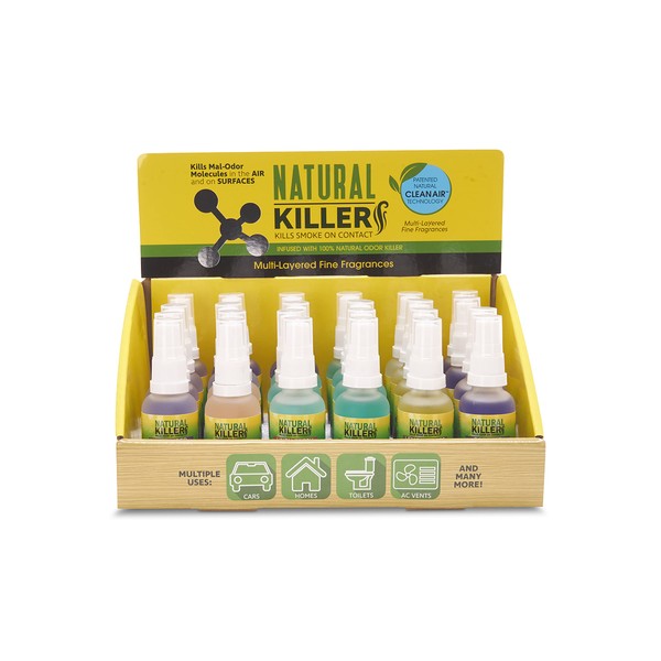 Natural Killer Odor Eliminator 5 Pack Assorted , Natural , Plant Based , Safe for your Skin , Air Freshener , Odor Eliminator , Patented Clean Air Technology ,Neutralizes Cooking ,Smoking and Pet Odor . 5 Pack (360 Fresh, 5 Pack)
