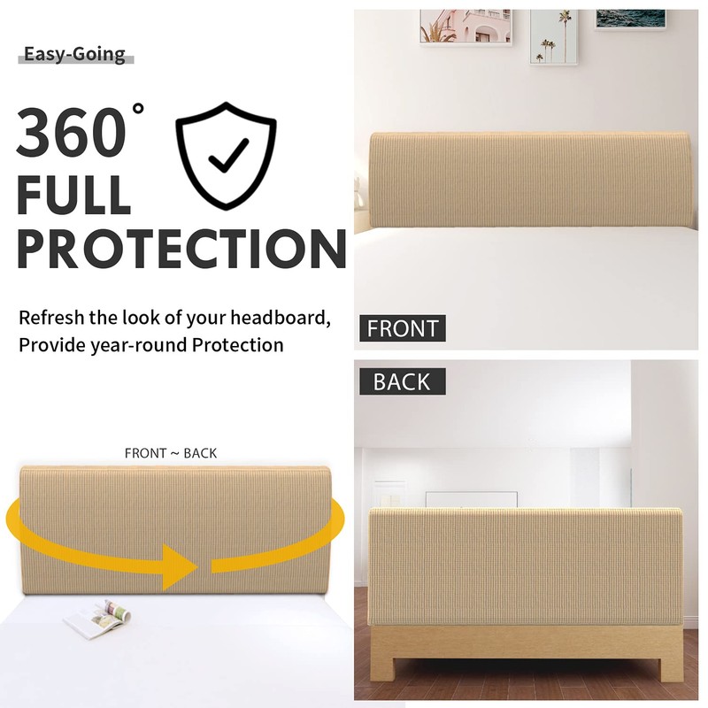 Easy-Going Stretch Bed Headboard Cover,Small Square Jacquard Headboard Slipcover, Dustproof