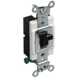 Leviton 20-Amp, 120/277-Volt, Toggle Single-Pole AC Quiet Switch, Commercial Grade, Grounding, CS120-2E, Black