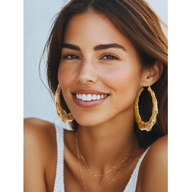 U7 Womens Gold Plated Large Hoop Earrings for Teens Girls 70mm Big Earring Hoops