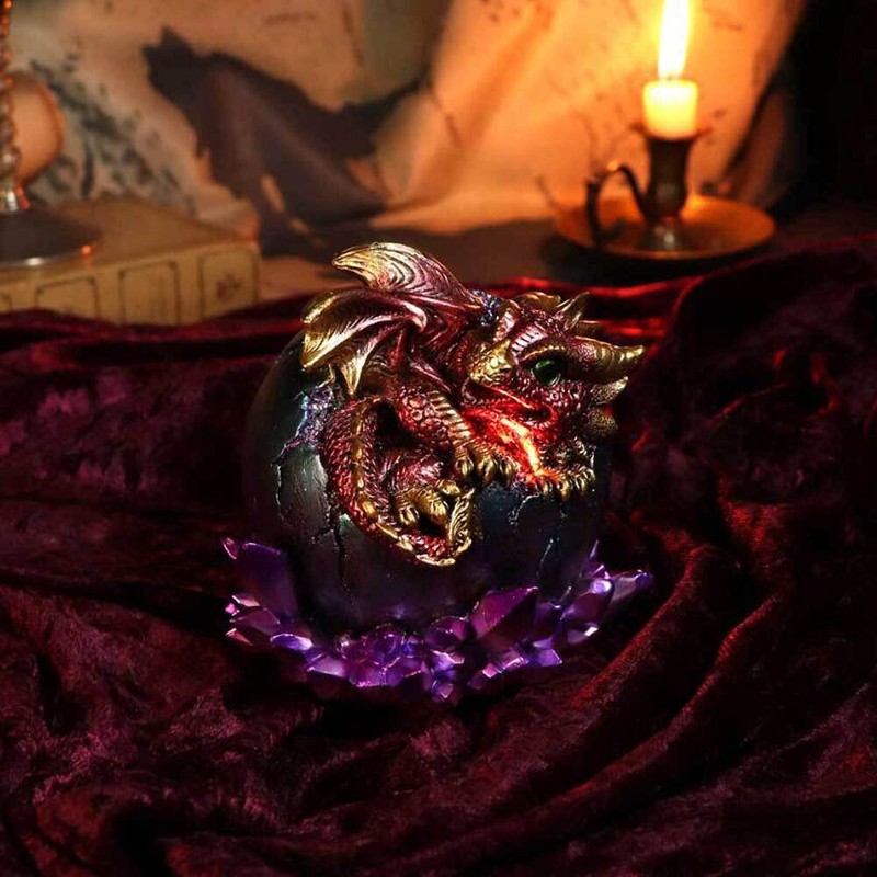 Nemesis Now Crimson Hatchling Glow Dragon Red Dragonling Crystal Figurine,