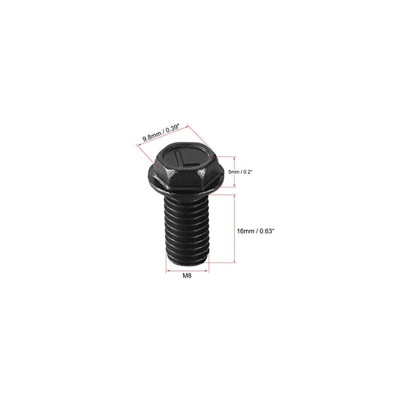 sourcing map Metric M8x16mm Hex Flange Bolts Left Hand Thread