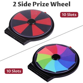iElyiEsy Spinning Prize Wheel Tabletop Spin Wheel for Prizes with Stand, Erasable Surface for Trade Show Carnival Party Fortune Game (10 INCH)