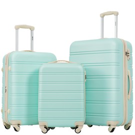 Merax Luggage Sets 3 Piece Expandable Hardshell Luggage with Spinner Wheels TSA Lock Suitcase Set(20/24/28,Light Green-2)