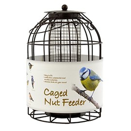 Green Jem Dome Shaped Caged Nut Wild Bird Feeder, Brown Hammer Tone, 15.5x15.5x23 cm