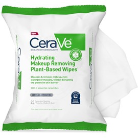CeraVe Hydrating Facial Cleansing Makeup Remover Wipes Plant Based Face Wipes Biodegradable in Home Compost Face Wash Cloth Suitable for Sensitive Skin Fragrance-free Non-comedogenic 25 Count