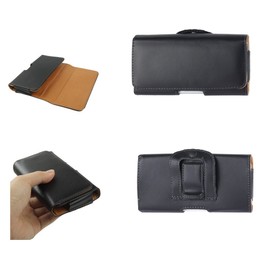 DFV mobile - Case Belt Clip Synthetic Leather horizontal Smooth for alcatel onetouch pop s7 - Black
