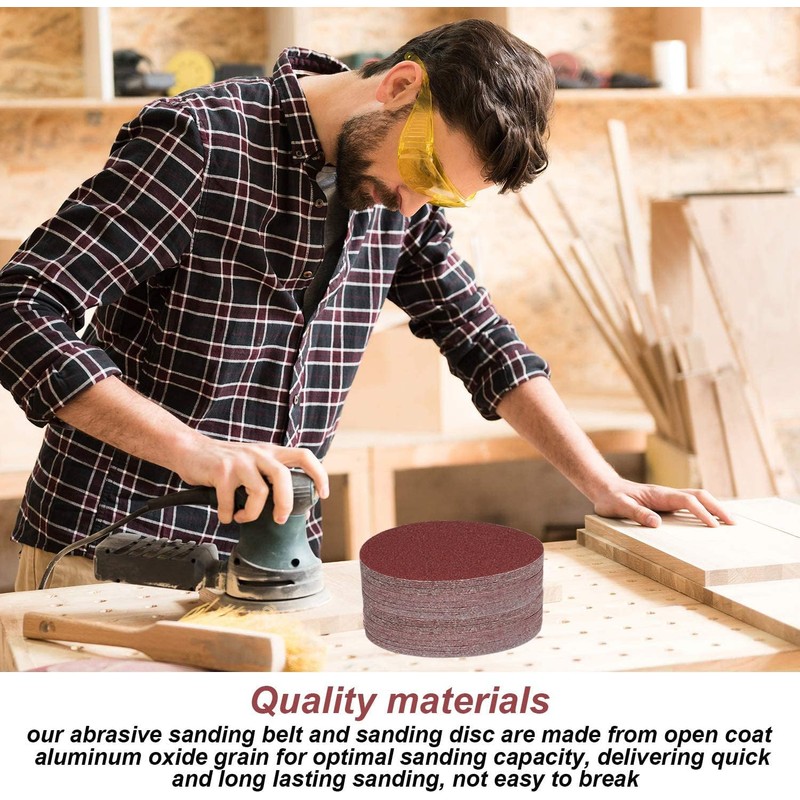 STEBRUAM Pack of 50 Sandpaper 150 mm Velcro 120 Grit