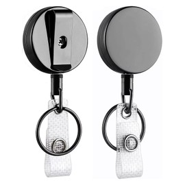 2PCS Retractable Keychain, Heavy Duty Badge Reel Retractable Keyring, Lanyard Retractabl Badge Reel with Key Ring,for ID Cards, Security Pass & Outdoor Use with Secure Locking Clips(68 cm Nylon Rope)