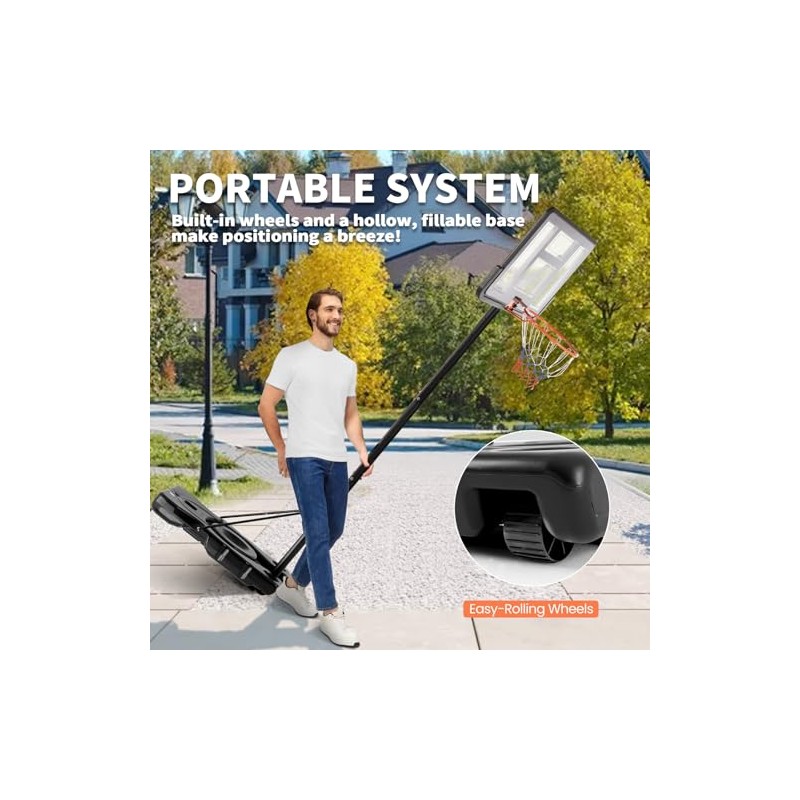 DUMOS 6.1-10FT Adjustable Height Portable Basketball Hoop Outdoor for Adult,