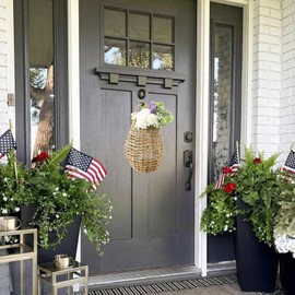 YRMT Seagrass Woven Hanging Basket Wall Hanging Baskets Decorative Front Door Basket Decor for Flower Plants Boho 15" x 10" (Seagrass)