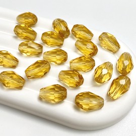 Tingoons 80 PCS 8x12mm Teardrop Crystal Glass Beads Faceted Shape Vertical Hole Loose Glass Beads DIY Handcrafte Bracelet Necklace Earring Jewelry Making(Gold Champagne)