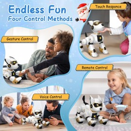 HBUDS Robot Dog Toys for Kids, Remote Control Dog Robot, Voice & Touch Control, Programmable Interactive Robotic Puppy Toy, Sing, Dance, Rechargeable Robo Pet for Boys Girls Ideas