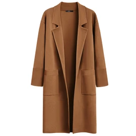 LILLUSORY Women's Long Dressy Cardigan Sweaters Fall Oversized Cozy Jacket Outfits 2025 Date Night Winter Trench Coats Caramel M