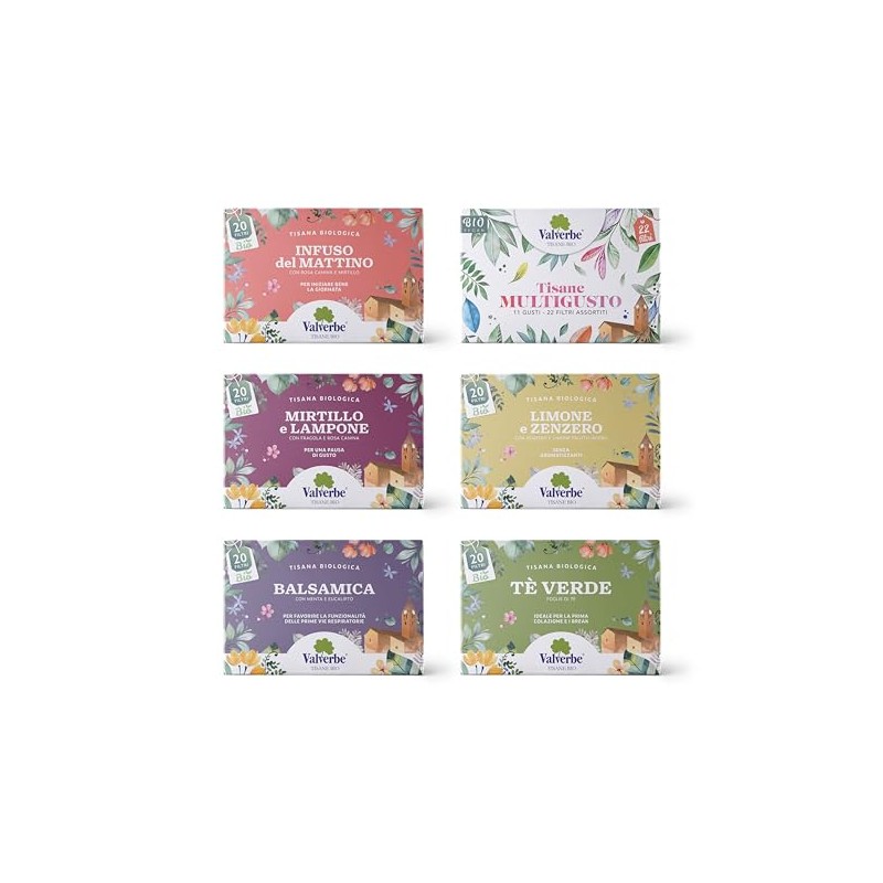Valverbe Mix 6 tisane assortite biologiche - 170 g