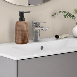 Boperzi Dish Hand Soap Dispenser- Liquid Pump Soap Dispenser for Bathroom Ceramic Striped Kitchen Dish Dispenser with Rust - Proof Liquid Pump Modern Refillable Lotion Bottles(Brown)