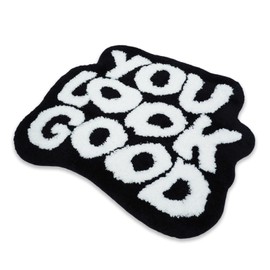 YOOCHUENG Bath Mat, Fun Bath Mat, Non-Slip, Washable, Creativity, Funny Carpet, Medium Pile Rug for Bedroom, Shower Mat, Quick-Drying, Bath Mat, Black