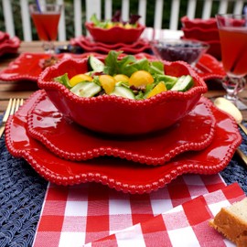 Certified International Perlette Red 8.5" Melamine All Purpose Bowls, Set of 4