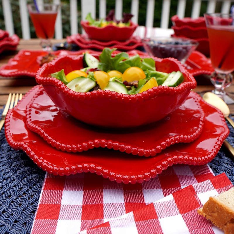 Certified International Perlette Red 8.5" Melamine All Purpose Bowls, Set