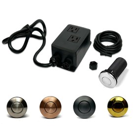 2.5" Long Dual Outlet On/Off (Chrome) Air Switch Garbage Disposal Push Button with Cord, Kitchen Sink Top Switch, Garbage Disposal Kit for Waste Disposal