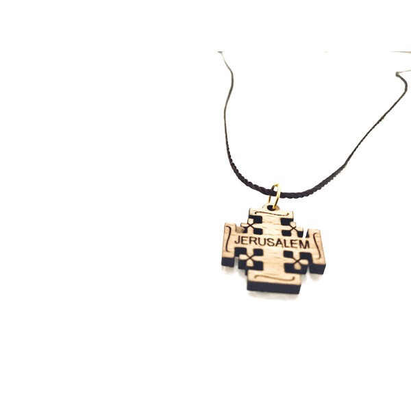 olive wood Religious necklace ,jerusalem cross -1-peice