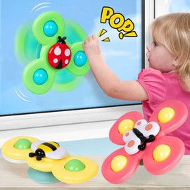 Jesir - 3pcs Juguete Giratorio con Ventosa, Juguetes sensoriales,Juguetes de baño para Jugar, aliviar el estrés, etc los Mejores Regalos para niños y niñas Serie de Insectos)